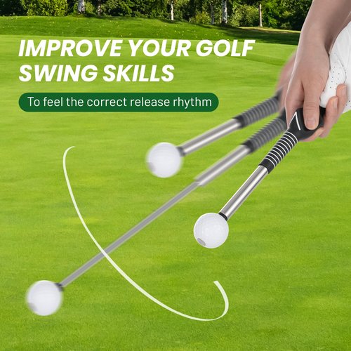FODESAN Retractable Golf Swing Training Aid: Portable Correct Grip Trainer with Click Feedback Sound – Ideal for Right-Handed Players, Indoor & Outdoor Use, Perfect for Beginners & Enthusiasts