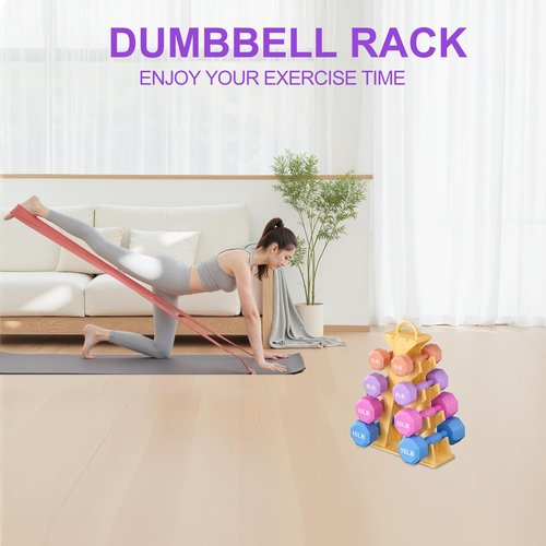 MinBoo Bamboo Weight Rack for Dumbbells, Compact A-Frame Dumbbell Rack Stand Only, Dumbbell Rack with Handle, for Home Gym Workout