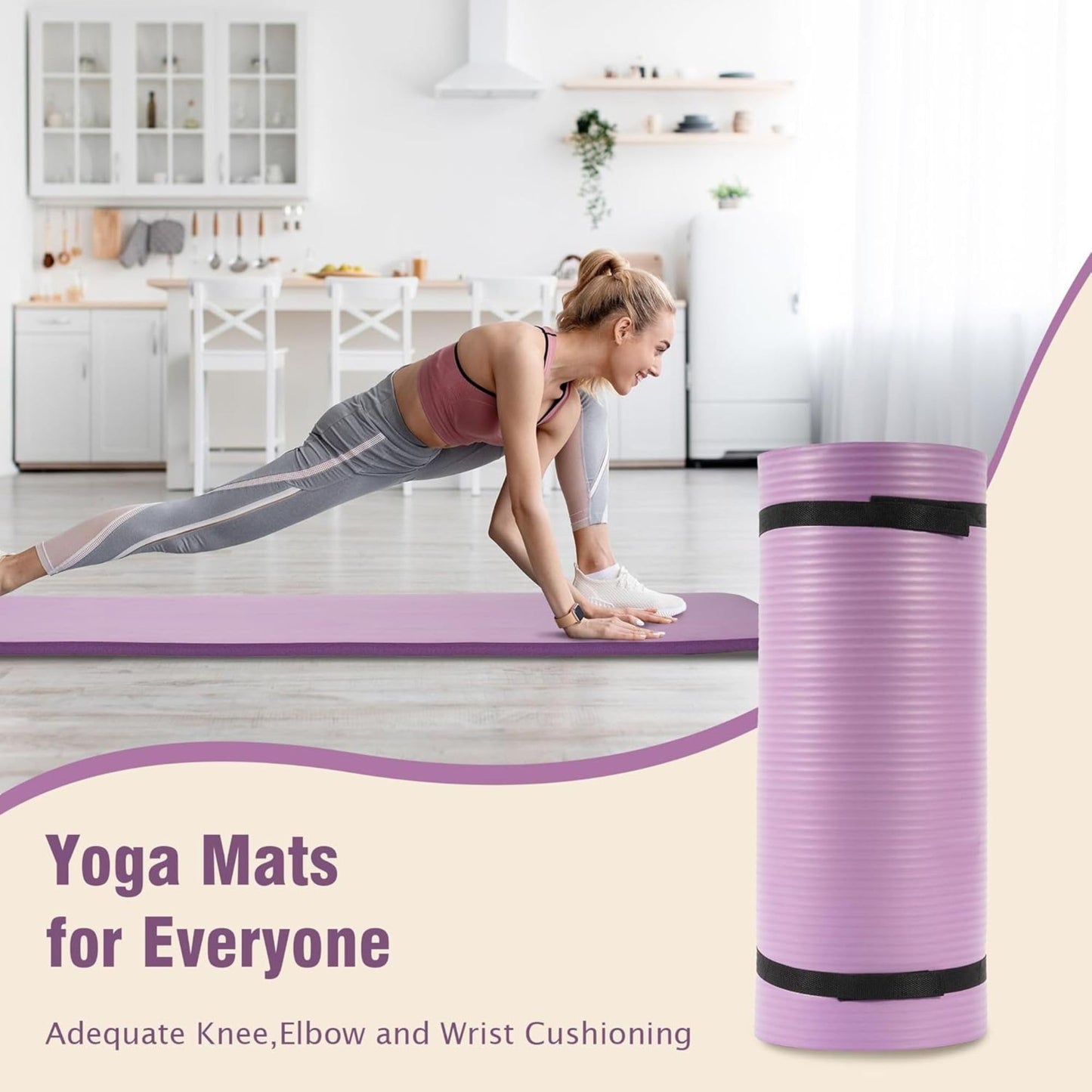 BalanceFrom Yoga Mat, 1 Inch Extra Thick High Density Exercise Mat, Anti-Tear Exercise Yoga Mat with Carrying Strap, Suitable for Various Yoga Exercises, Navy Blue