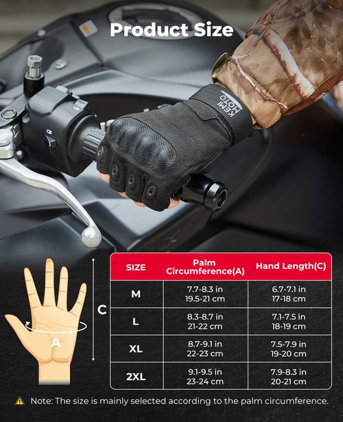 KEMIMOTO Fingerless Tactical Gloves for Men, Motorcycle Gloves for Outdoor Work Sports, Fingerless Cycling Gloves for Hunting Hiking Camping