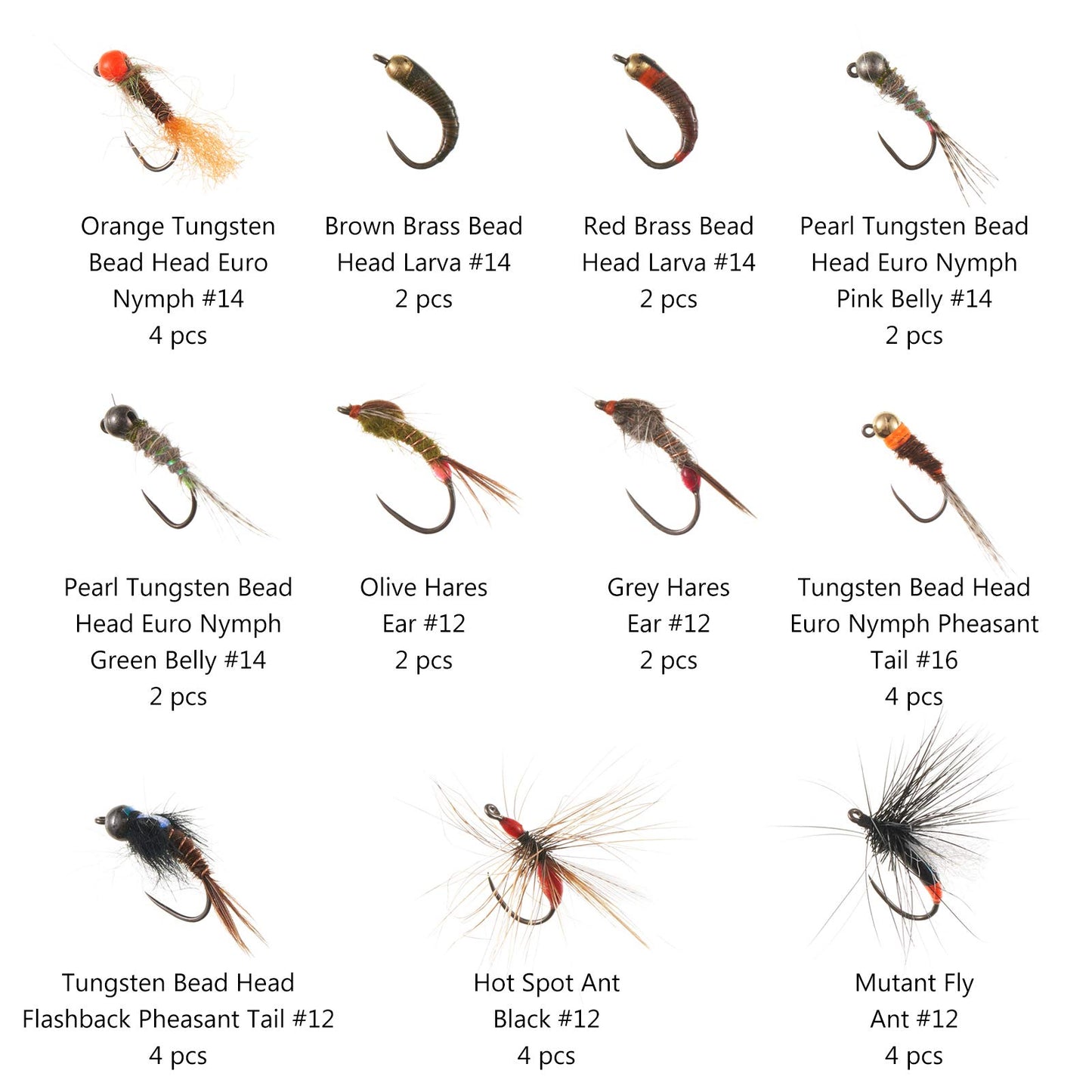 BASSDASH Fly Fishing Flies Kit Fly Assortment Trout Bass Fishing with Fly Box with Dry/Wet Flies, Nymphs, Streamers, Popper