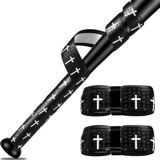 2PCS Faith Cross Baseball Bat Grip Tapes 1.5mm Precut and Full Adhesive Softball Grip Tape,Non-Slip Baseball Bat Wrap Tape Religious Cricket Batting Tape Replacement