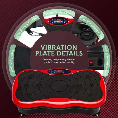 Vibration Plate Exercise Machine, Mini Vibrating Platform, Platform Exercise Machine with Resistant Band, Home Training Equipment for Lymphatic Drainage, Burn Calories, Helps Alleviate Back