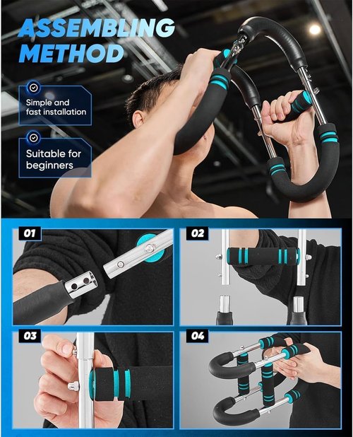 Saker Twister Arm Trainer, 40-100lb Adjustable Chest Workout Equipment, Triceps & Shoulder Workout, Portable Detachable Spring Resistance Home Fitness Equipment. (Blue)