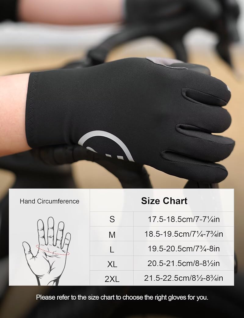 Full-Finger Cycling Gloves with Touchscreen, Reflective Backing - INBIKE Black Large