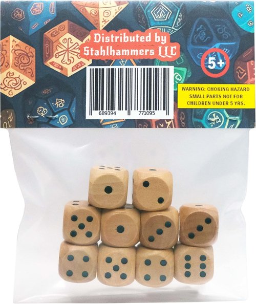 STAHLHAMMERS - 10 Pack Wooden Dice Set - Standard 16mm 6 Sided - Perfect for Board Games and RPGs