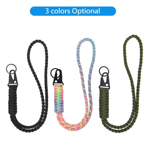LAREDTREE Heavy Duty Paracord Lanyard Keychain, Paracord Necklace Cell Phone Keychain Whistles Wrist Braided Strap for Men Women Outdoor Activities, Camera, Traveling(Bright Rainbow)