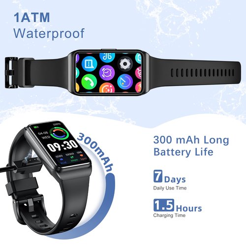 Fitness Tracker Step Counter with 24/7 Heart Rate Blood Oxygen Sleep Monitor, 1.47'' Activity Tracker & Smart Watches with 1 ATM Waterproof, Step Tracker Fitness Watch for Women Men Seniors (Black)