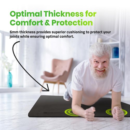 Gogokiwi Large Yoga Mat (6'x4') Extra Wide 1/4 Inch Thick Workout Mat for Home, Non Slip Fitness & Exercise Mat for Home Gym, Yoga, Pilates, Stretching, and Floor (Just Black)