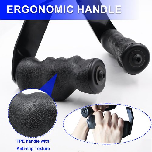 J Bryant Ergonomic Steel Rowing Handles - Non-Slip TPE Coating, 440LB Max Load, Comfortable Grip for Wrist Support - Triangle V Bar for LAT Pulldown & Cable Machines - Home Gym Essential