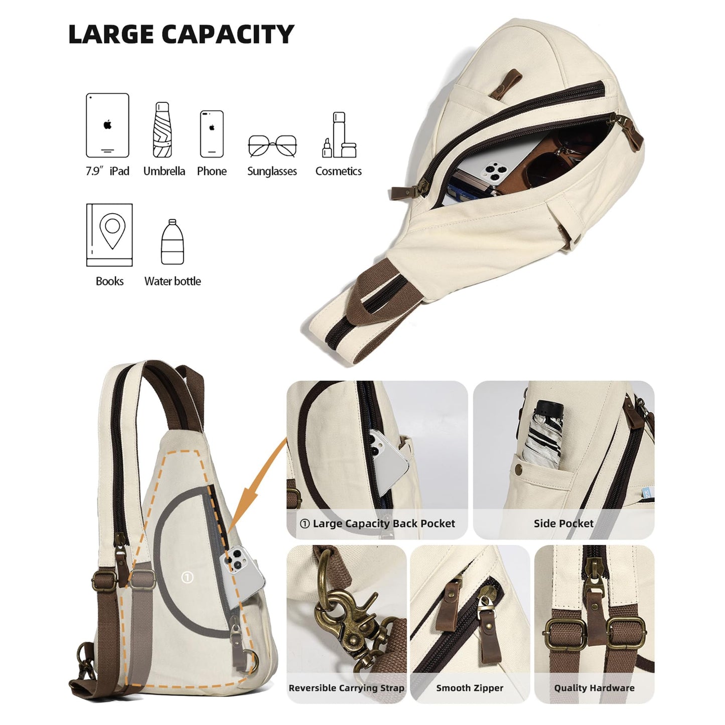 KL928 Canvas Sling Bag - Small Crossbody Backpack Shoulder Casual Daypack Rucksack for Men Women(Yellow+Orangered)