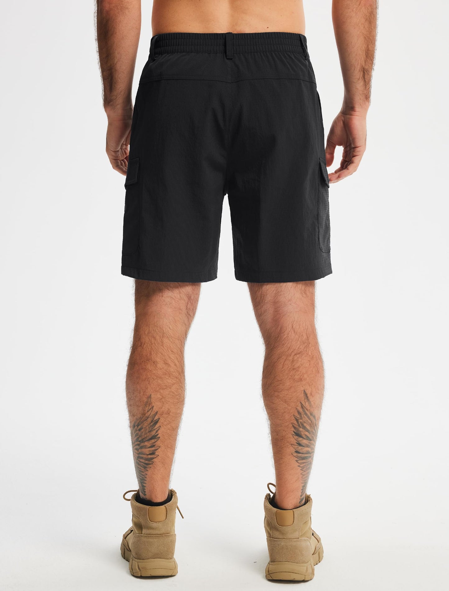 Libin Men's Hiking Cargo Shorts with Zipper Pockets, Black, Size 34