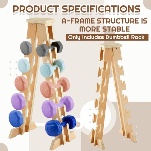 Colingmill Wood Dumbbell Weight Rack 200 Lbs Capacity 5 Tier A Frame Dumbbell Rack Stand Only Birch Plywood Compact for Women Home Gym Workout