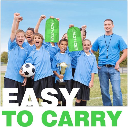 BOHEN 5x3ft Portable Soccer Goal for Kids Backyard with Carry Bag - Easy Folding Lightweight Fun for Outdoor Indoor Training Games for Teen Youth Adult (Green, 5x3 FT, 2 Pack)