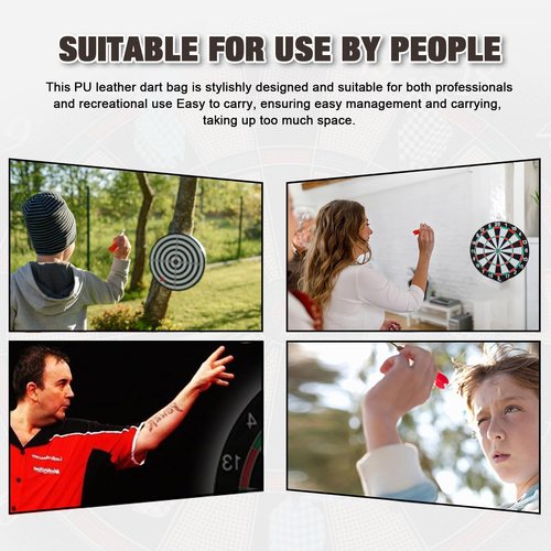 Eastrpupira Pu Leather Darts Bag, Target Dart Case, Dartboard Storage Bag Accessories Organizer for Home, Traveling, Outdoor