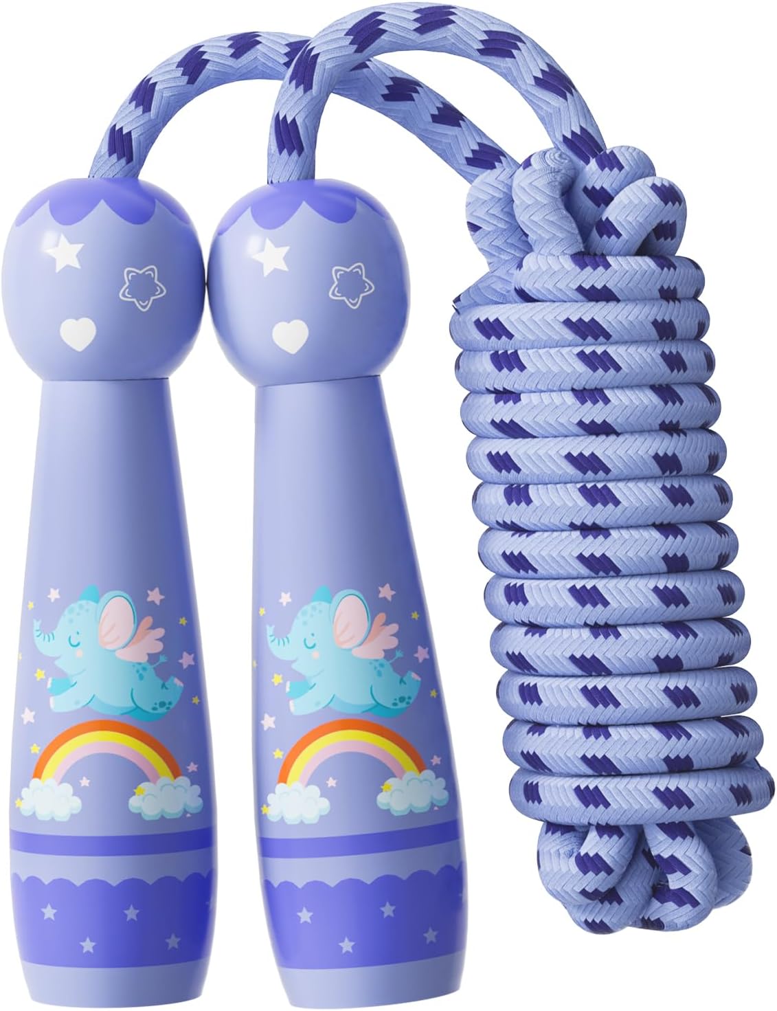 Jump Rope for Kids-Adjustable Cotton Braided Skipping Rope with Wooden Handle for Toddler Fitness Workout Exercise Outdoor Activity
