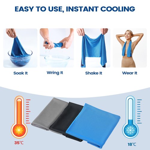 Clothirily Cooling Towels (40"x12"), Breathable Cooling Towels for Neck and Face, Men & Women Workout Towel for Hot Weather, Sweat Towel for Gym Yoga, Camping, Fitness, Running, Traveling, 6 Pack
