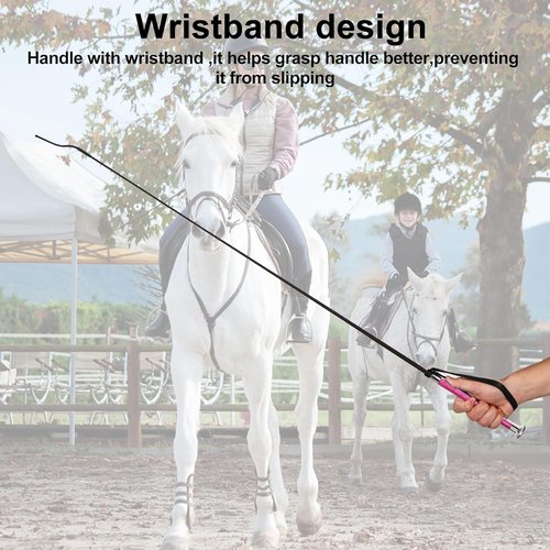 Luynro Horse Dressage Whip 43inch,Pig Whip Training Livestock Stick with Wristband (Pink)