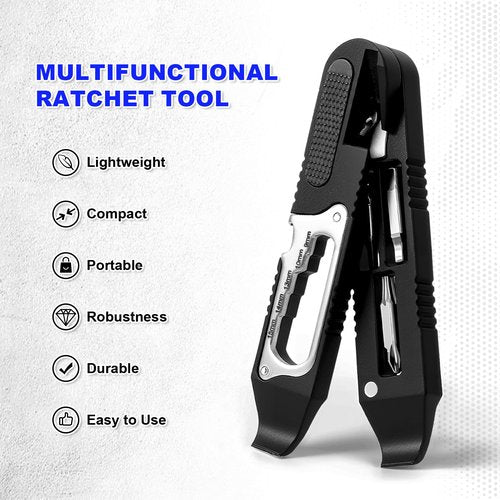 Gylbuz Bike Tire Levers Kit - 14 IN 1 Portable Bike Multitool with Mini Ratchet Wrench, Bike Tire Levers, Cone Wrenches & File Blade for MTB, Road Bicycle