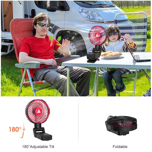 YUGYUM Golf Cart Fan Magnetic,10400mAh Rechargeable Clip on Camping Fan Portable, 180° Adjustable Magnetic Cruise Fan,4-Speed Cabin Air Circulator Desk Fans with Timer, Power Bank