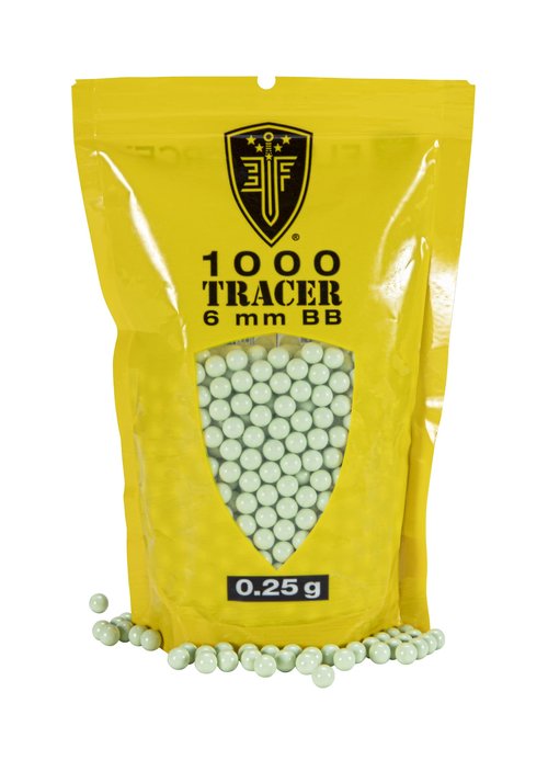 Elite Force Tracer BBS Glow-in-The-Dark Premium 6mm Airsoft BBS Ammo, 1000 Count, 0.25 Gram, One Size
