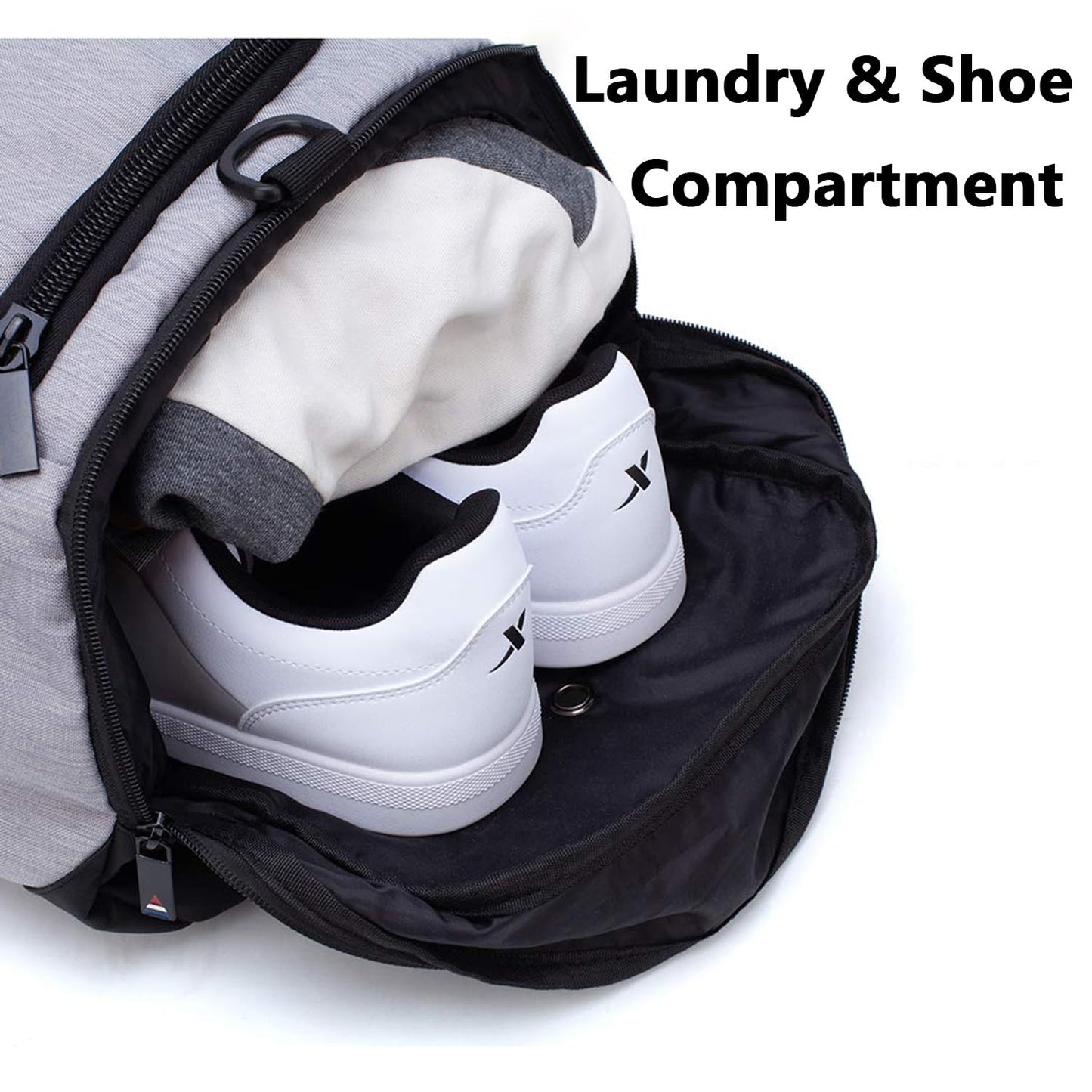 Gym Duffle Bag Backpack Waterproof Sports Duffel Bags Travel Weekender Bag for Men Women Overnight Bag with Shoes Compartment Grey