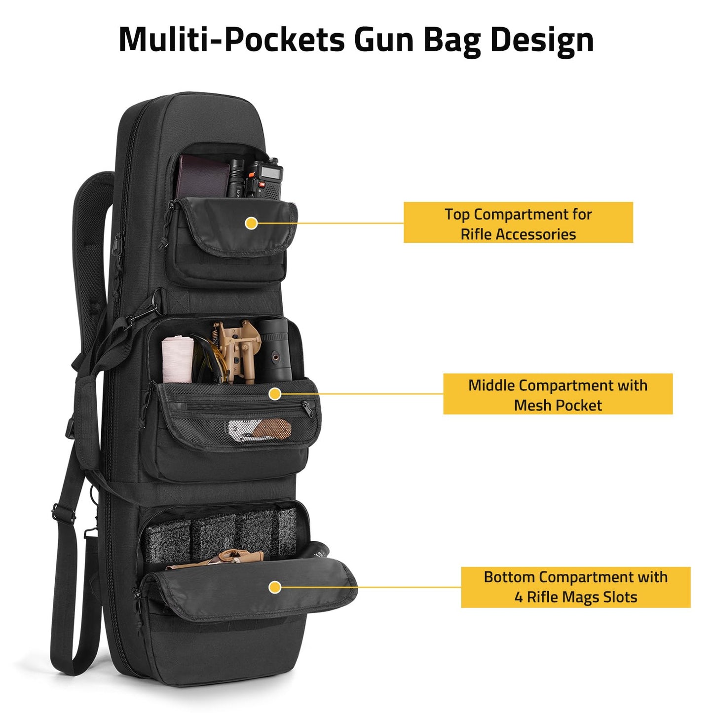 Trakiom Soft Double Rifle Case, Lockable Zippers and Accessory Pockets