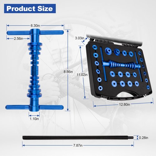 Devvicoo 25PCS Bicycle Bearing Press Kit for Wheel Hub, Soft Tail Frame Pivot Point Installation with Bushing Tool