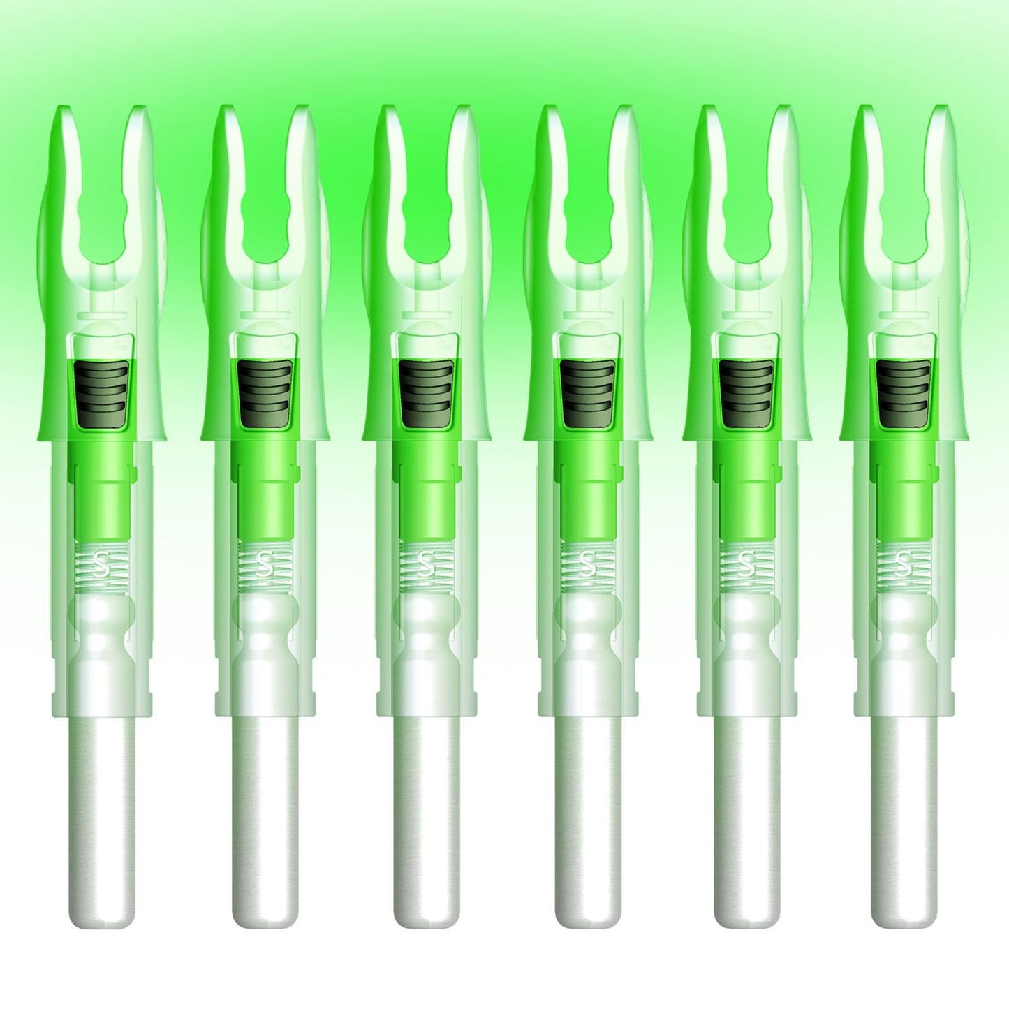 Linpeng 6PCS Lighted Nocks for Arrows with .165/ .204/ .233/ .244/ .246 Light Up Nocks with ON/Off Switch for Archery Hunting (Green, GT/.246")