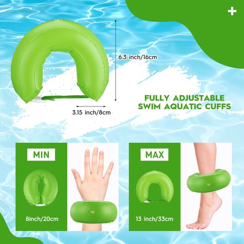 RoundFunny 5 Pcs Water Workout Combo Set Includes PVC Water Dumbbell Weight Swimming Float Belt Soft Padded for Aerobics, Pool Fitness, Exercise(Green,Classic Style)