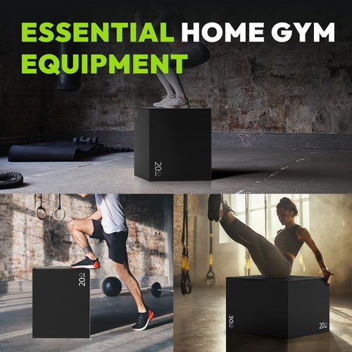 HANDBODE Heavy Foam Plyometric Box, Jumping Exercise Equipment Trainer with Anti-Slip Surface for Workout Training, Pro-Duty HIIT Exercise Foam Plyo Box, Home Gym