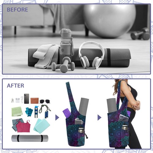 Feijiati Yoga Mat Bag for Women Yoga Bag with Large Size Pocket and Zipper Pocket,Rhombus Pattern- Yoga Bags and Carriers Fits All Your Stuff