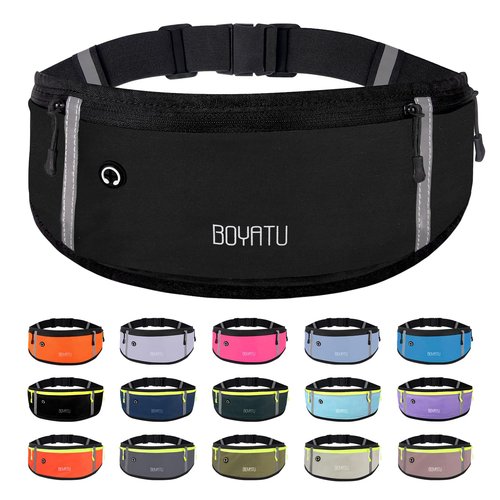 Running Belt Waist Fanny Pack: Slim Phone Holder Workout Pouch for Walking JoggingBlack