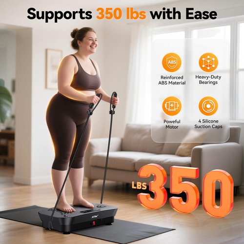 HTM Vibration Plate Exercise Machine - 180 Speed Levels, 350 lbs Weight Capacity, Remote Control, Portable Whole Body Workout Platform for Weight Loss, Lymphatic Drainage, Home Gym Fitness Equipment