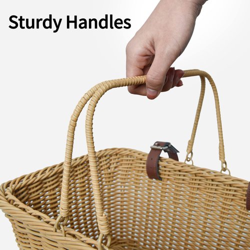GRANNY SAYS Bike Basket, Wicker Basket for Bike, Hand-Woven Bicycle Basket, Detachable Wicker Front Handlebar Bike Basket