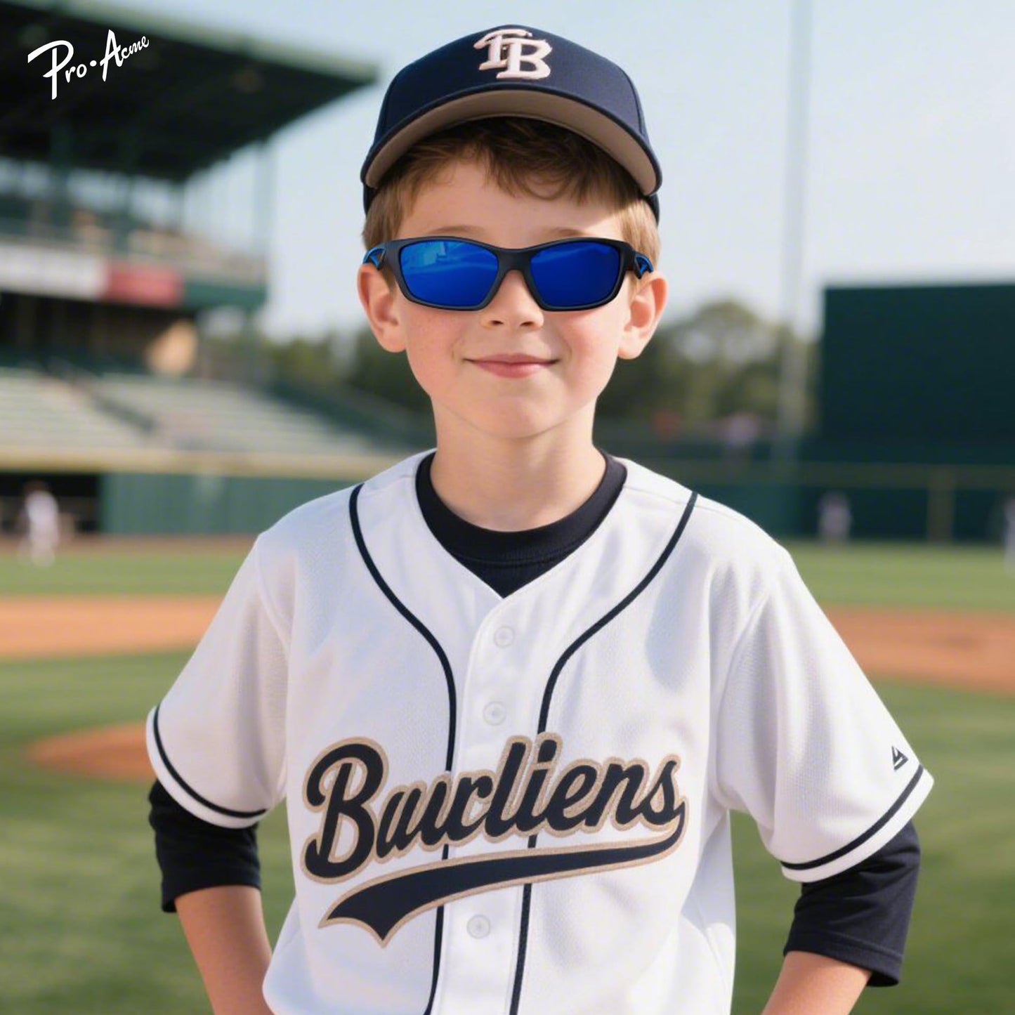Pro Acme Kids Baseball Sports Polarized Sunglasses with Strap Unbreakable Flexible for Youth Boys Girls Age 4-12(A05 Green Frame/Gray Lens)