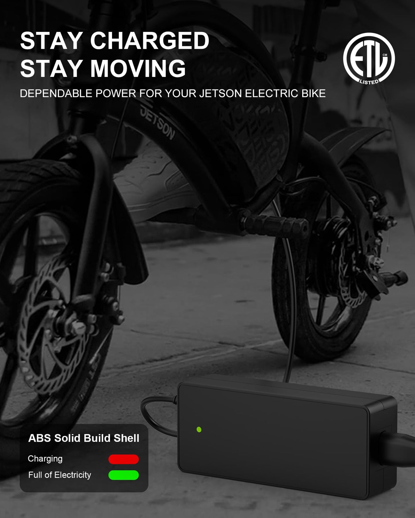 VHBW 42V for Jetson Electric Bike Charger for Jetson Bolt/Bolt Pro/Adventure/Metro/Journey/LX10/J5/J8 Bikes,42V 2A for Jetson Electric Scooter Charger for Jetson Eris Pro/Ora Pro/Racer/Rhythm Scooters