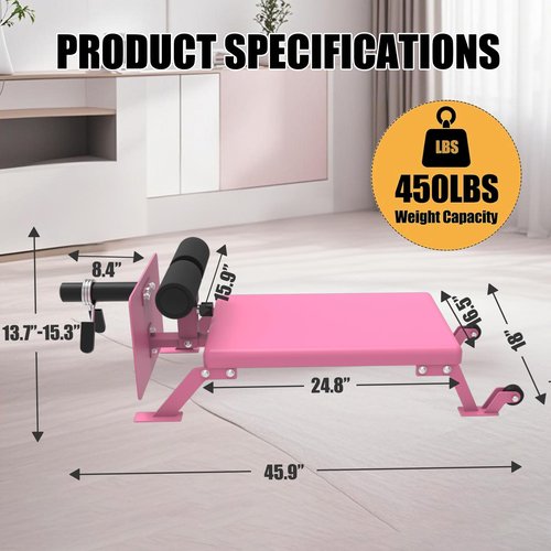Nordic Curl Bench Machine, Hamstring Curl Bench with Wheels for Home Gym,Pink