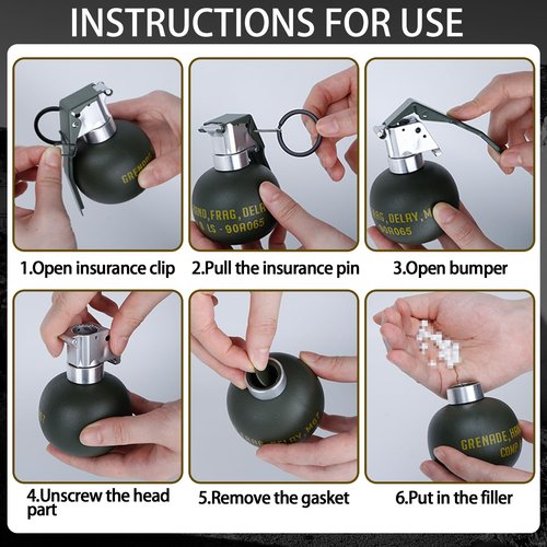 Disratw Airsoft Grenade Toy Plastic CS Hand Grenade Model Tactical Gear Accessories for Army Fans Cosplay Props CS Game(No Function) (M67)