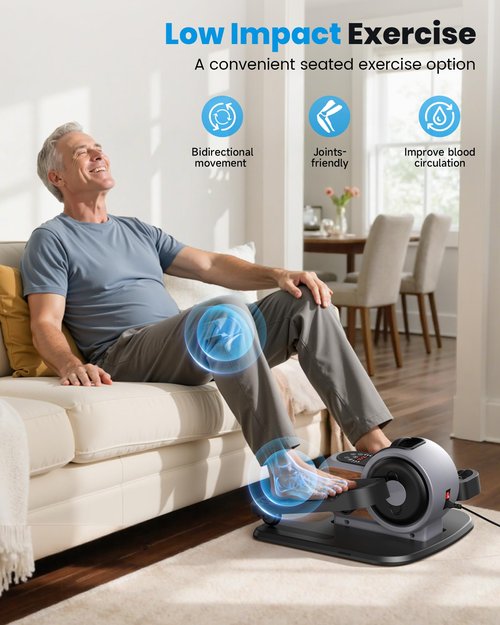 Under Desk Elliptical Machine,Motorized Ellipse Leg Exerciser for Seniors Fully Assembled with Remote Control, Compact and Portable,Dark Gray