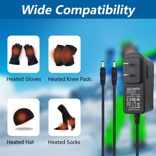 UAUSE 8.4V Dual Heated Glove Charger for 7.4V 3500mAh Li-Polymer Battery Replacement Charger Suitable for hat, Vest, Jacket and Socks (Battery not Included)
