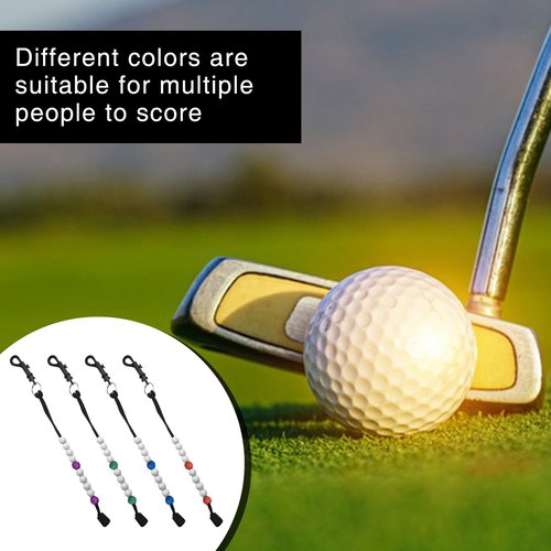 Golf Score Counter Beads with Clip, 4 Pack, Purple Green Blue Red, 12.5 inches
