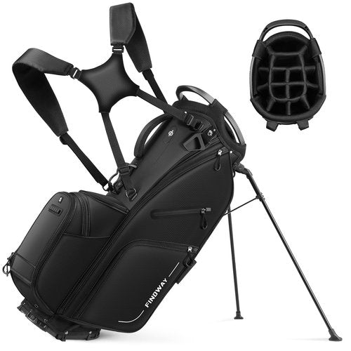 Findway 14 Way Golf Stand Bag, Lightweight Golf Bag with Stand for Men Women, Golf Club Carry Bag with Dual Strap, Full Length Dividers, Multiple Pockets, Golf Ball Holder