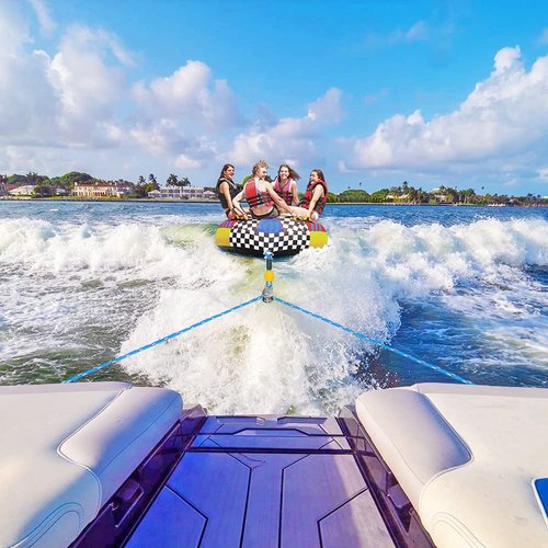 BeneLabel Boat Tow Harness with Stainless Steel Pulley and Quick Connector for Water Sports - Self Centering and Floating Design - for Tubing, Water Skiing and Wakeboarding