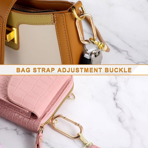 Giantree 2Pcs Gold Key Ring, Gold Carabiner, Gold Carabiner Clip Oval Snap Clip, Metal Keychain Clip for Purse Strap Alloy Round Buckle Key Hook for Bags Purse Keychain Replacement