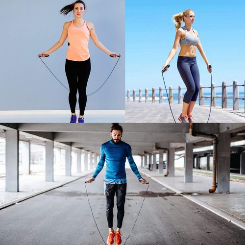 Jump Rope, Rapid Weighted Jumping Rope Cable for Women, Men, Adjustable Steel Jump Rope Workout with Foam Handles for Fitness, Home Exercise & Slim Body