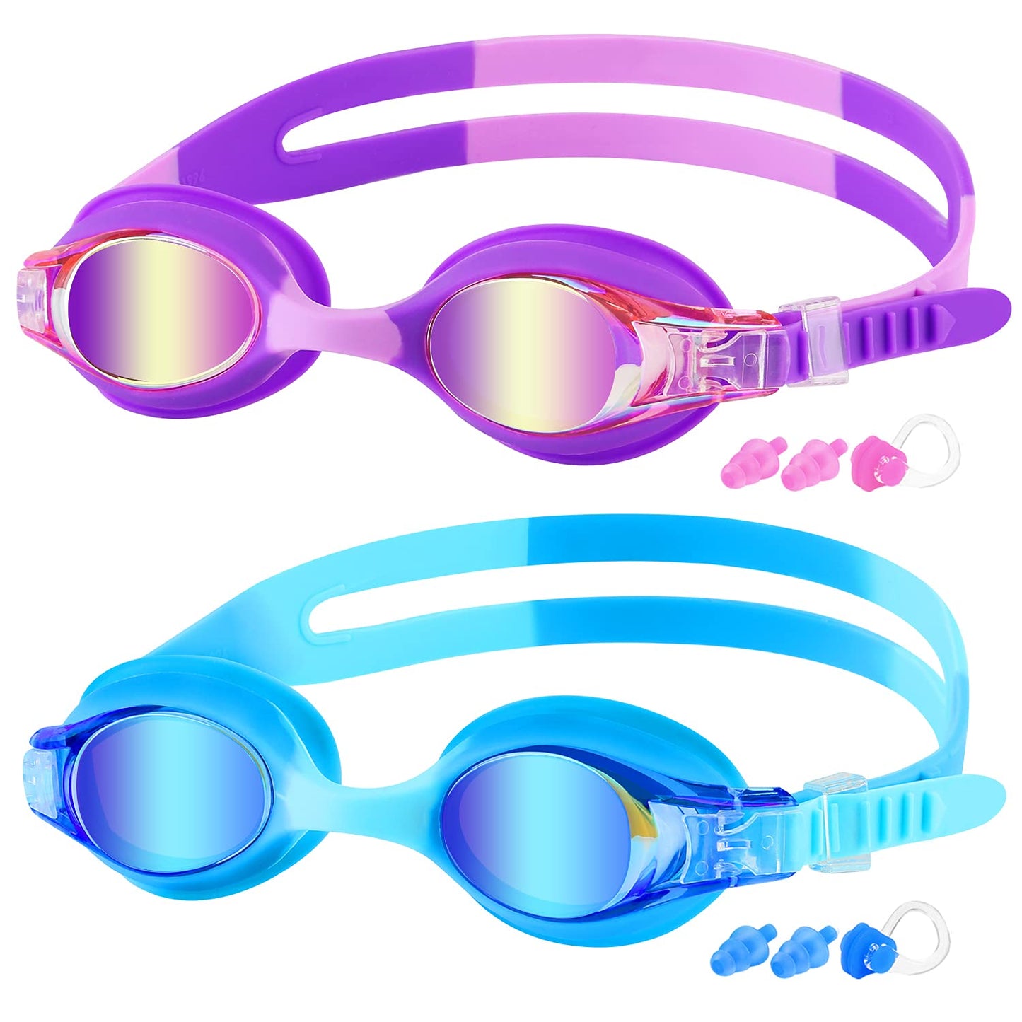 COOLOO Kids Swim Goggles, 2 Pack Swimming Goggles for Boy and Girls No Leaking Anti-Fog Waterproof Goggles for Kids 3-15