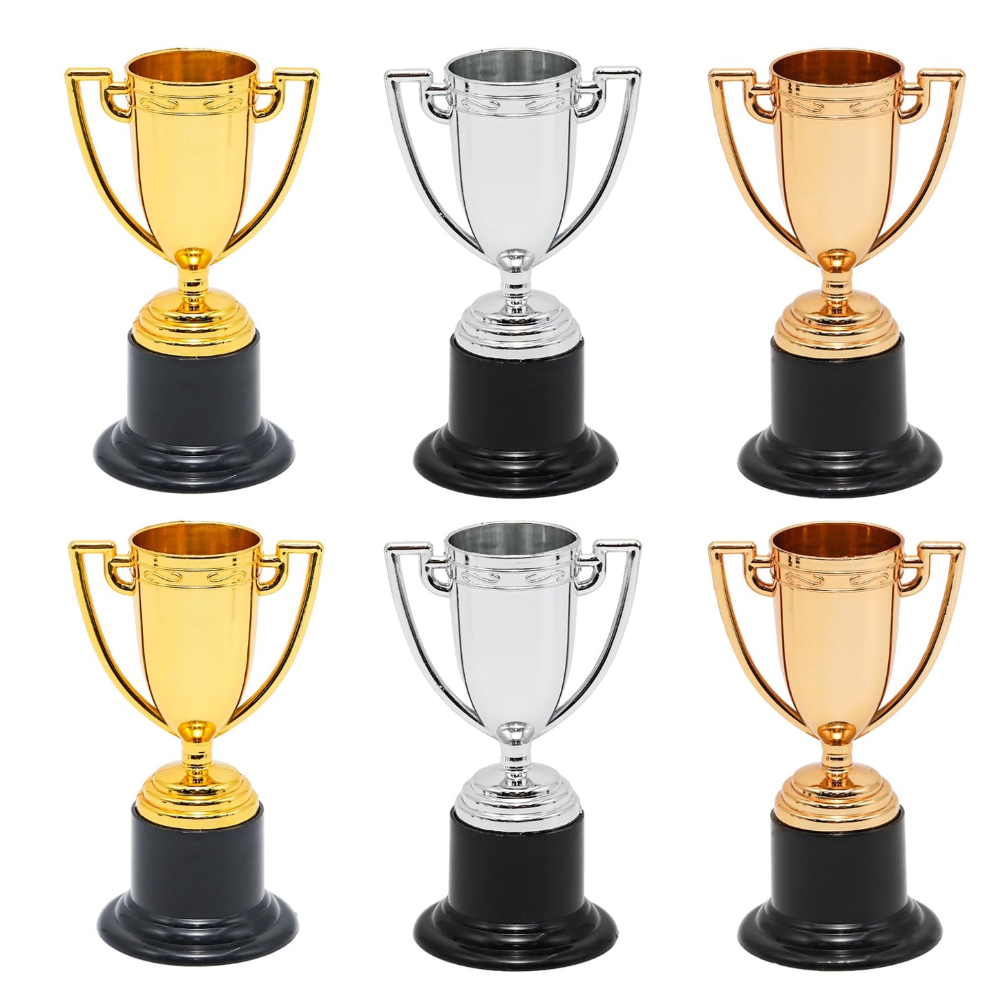 Wuyituart 2 Sets Mini Gold Silver Bronze Trophy Cups 4 Inch Plastic Trophies for Sports Games Parties