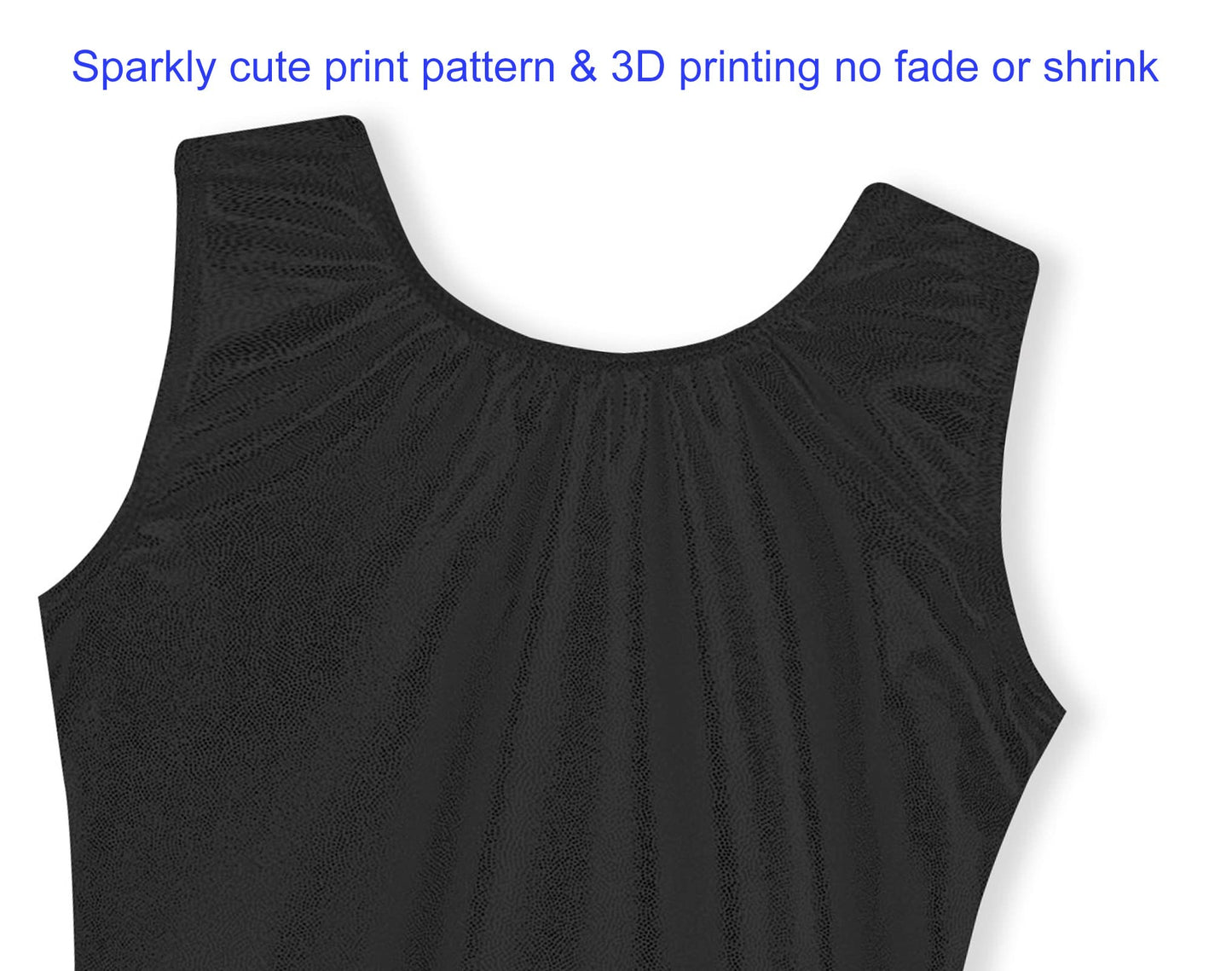 Domusgo Gymnastics Leotards for Girls 9-10 Years Old Glitter Black One Piece Unitard with Shorts