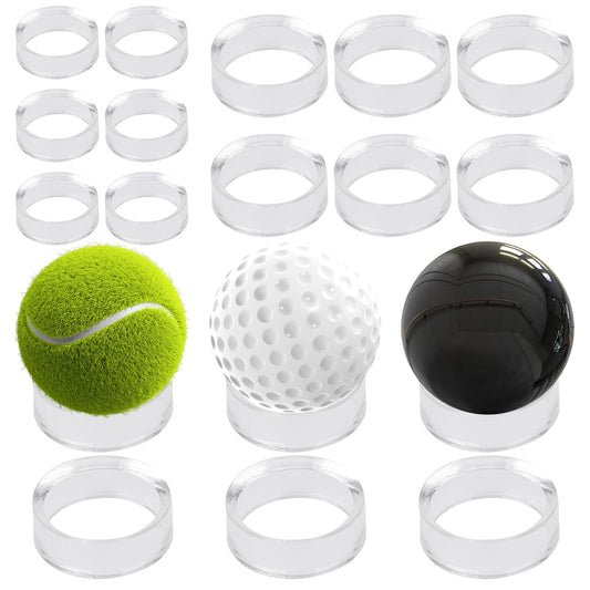 18 Pack Crystal Sphere Holder Clear Mini Ball Stand Baseball Display Holder, Clear Round Display Holders 3 Sizes Each 6 for Golf Ball, Softball, Tennis Balls, Spheres, Marbles Small Medium Large